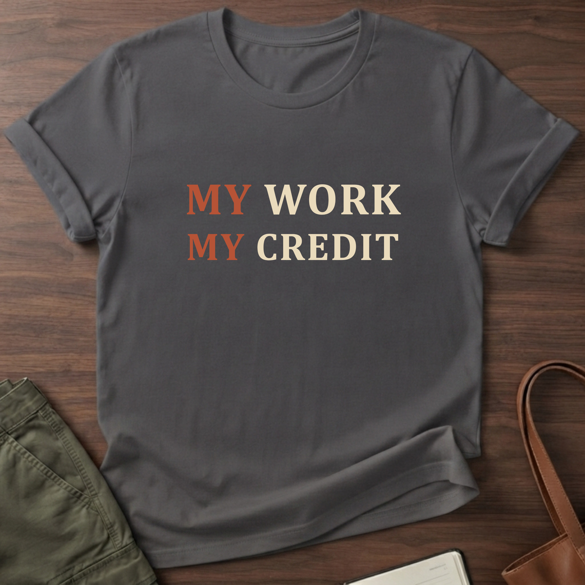 My Work Credit T-Shirt in Charcoal