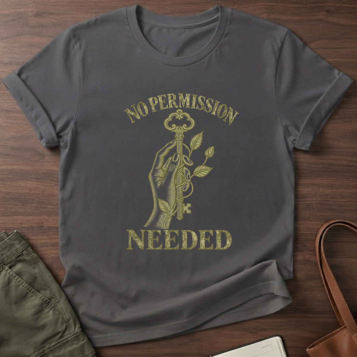 No Permission Needed T-Shirt in Charcoal