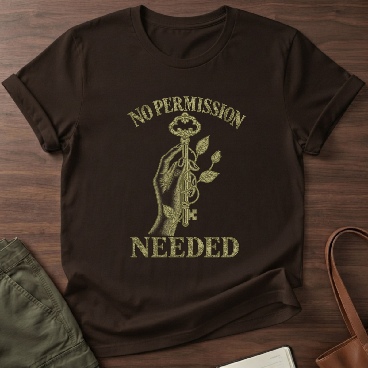 No Permission Needed T-Shirt in Dark Chocolate