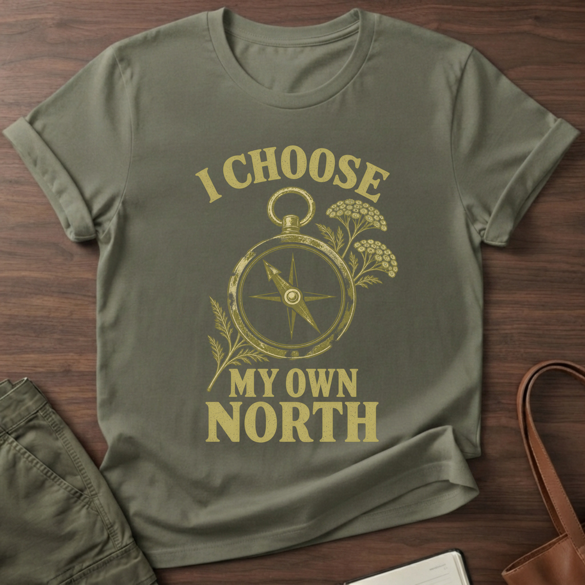 Own North T-Shirt in Military Green