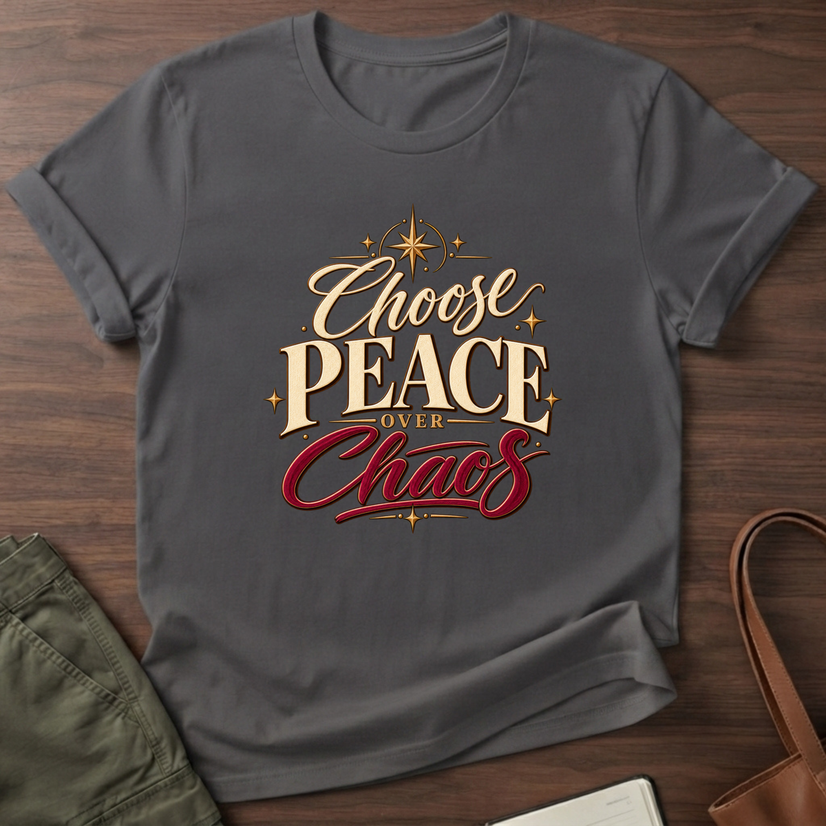 Choose Peace Over Chaos T-Shirt - Charcoal
