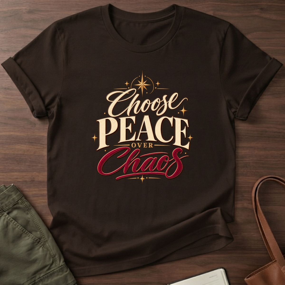 Choose Peace Over Chaos T-Shirt - Dark Chocolate