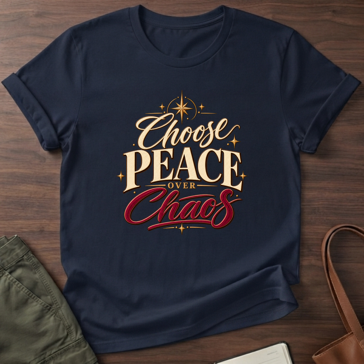 Choose Peace Over Chaos T-Shirt - Navy