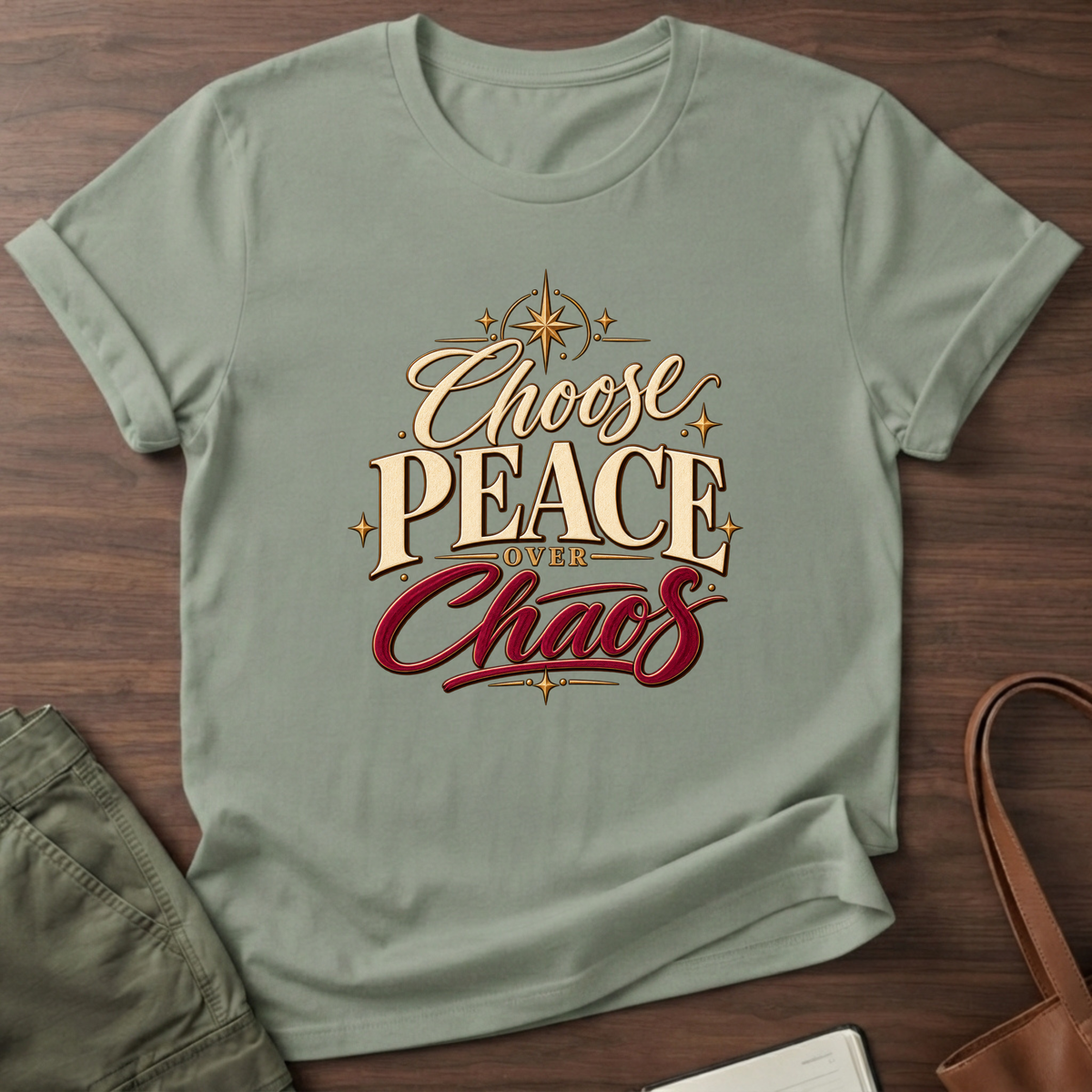 Choose Peace Over Chaos T-Shirt - Sage