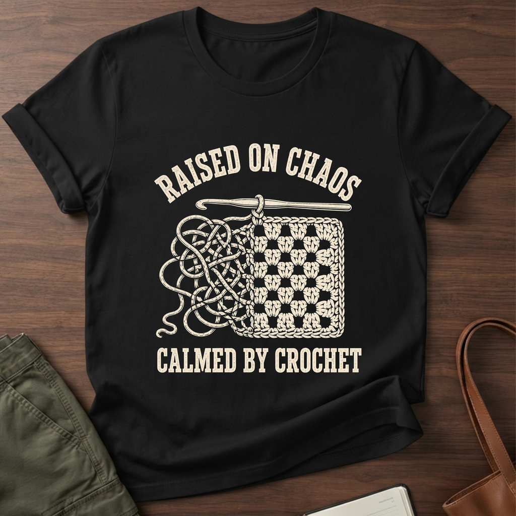 Raised on Chaos Crochet T-Shirt - Black