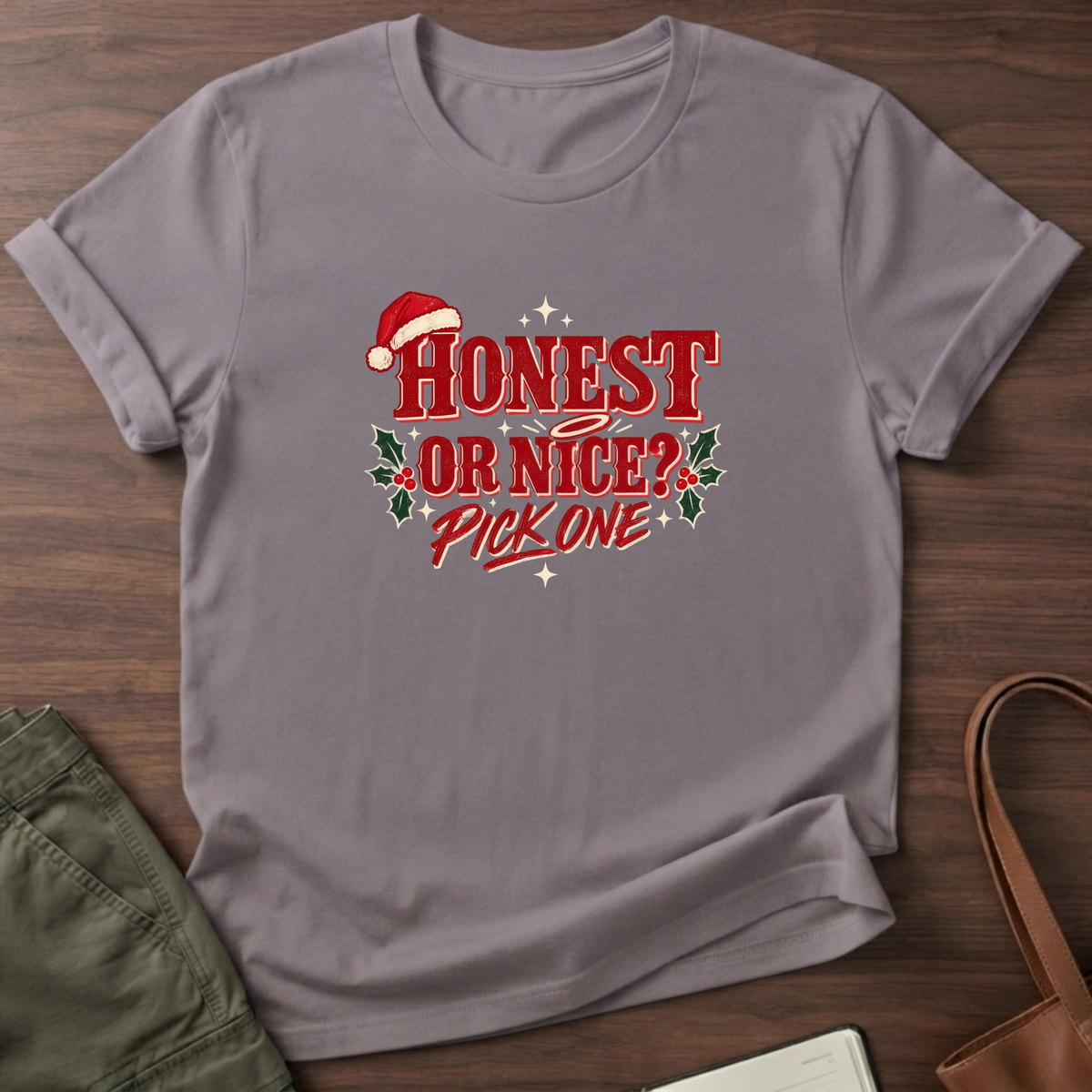 Honest or Nice Santa T-Shirt in Paragon