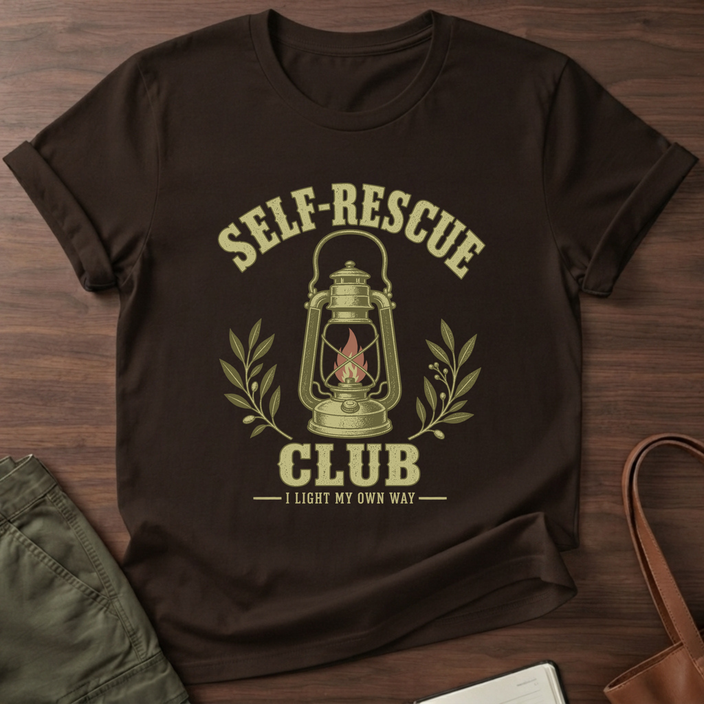 Self-Rescue Club T-Shirt in Dark Chocolate
