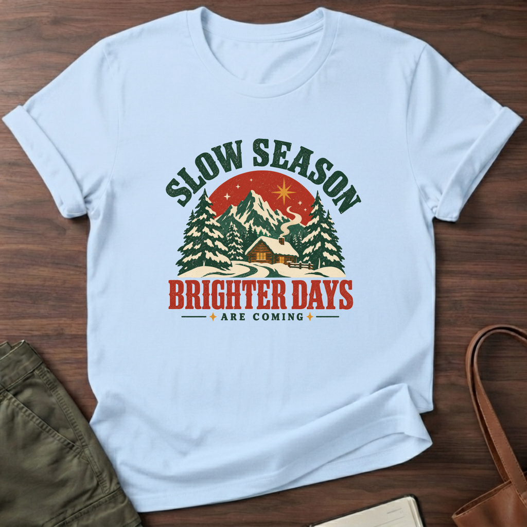 Slow Season Cabin T-Shirt in Light Blue