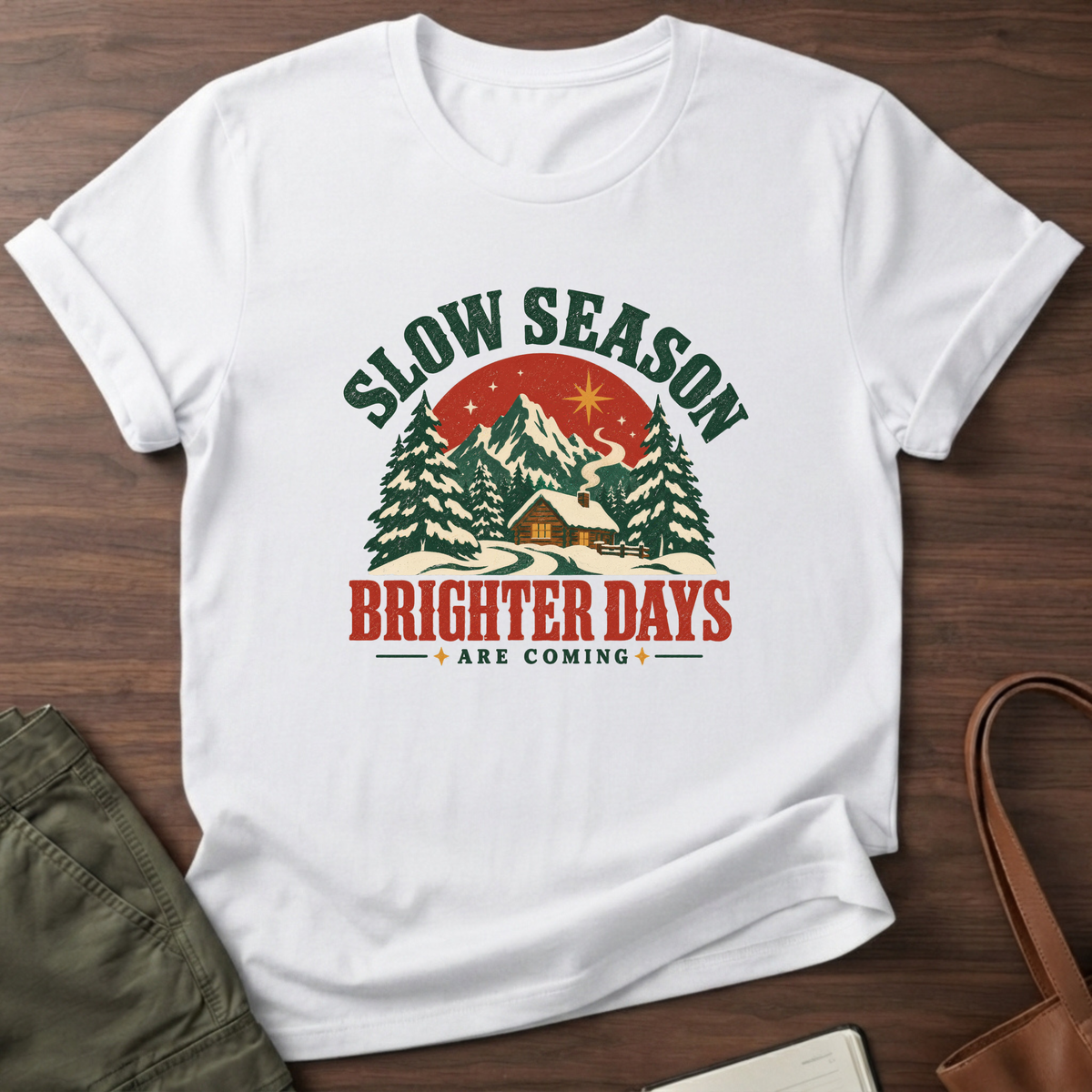 Slow Season Cabin T-Shirt in White
