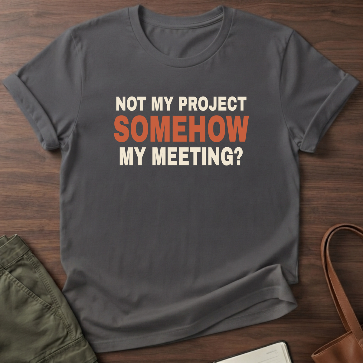 Somehow Meeting T-Shirt in Charcoal