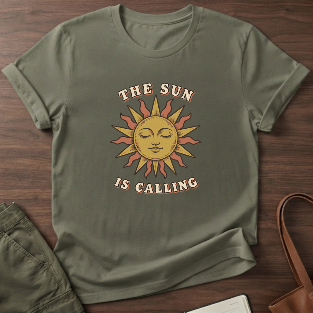 Sun Calling T-Shirt in Military Green