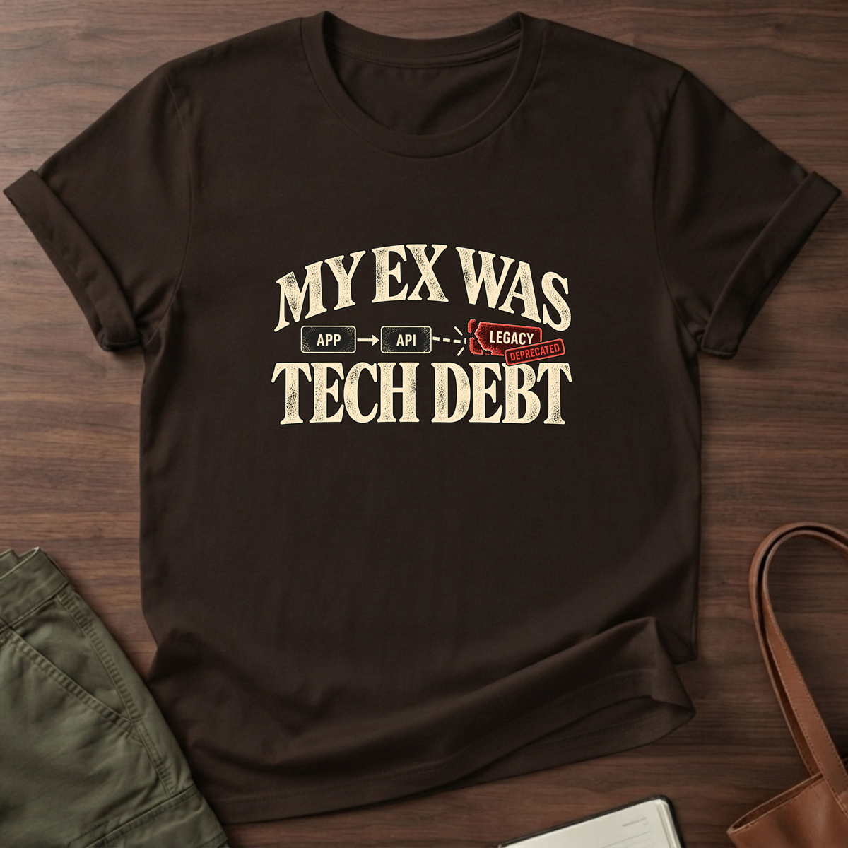 Tech Debt T-Shirt in Dark Chocolate