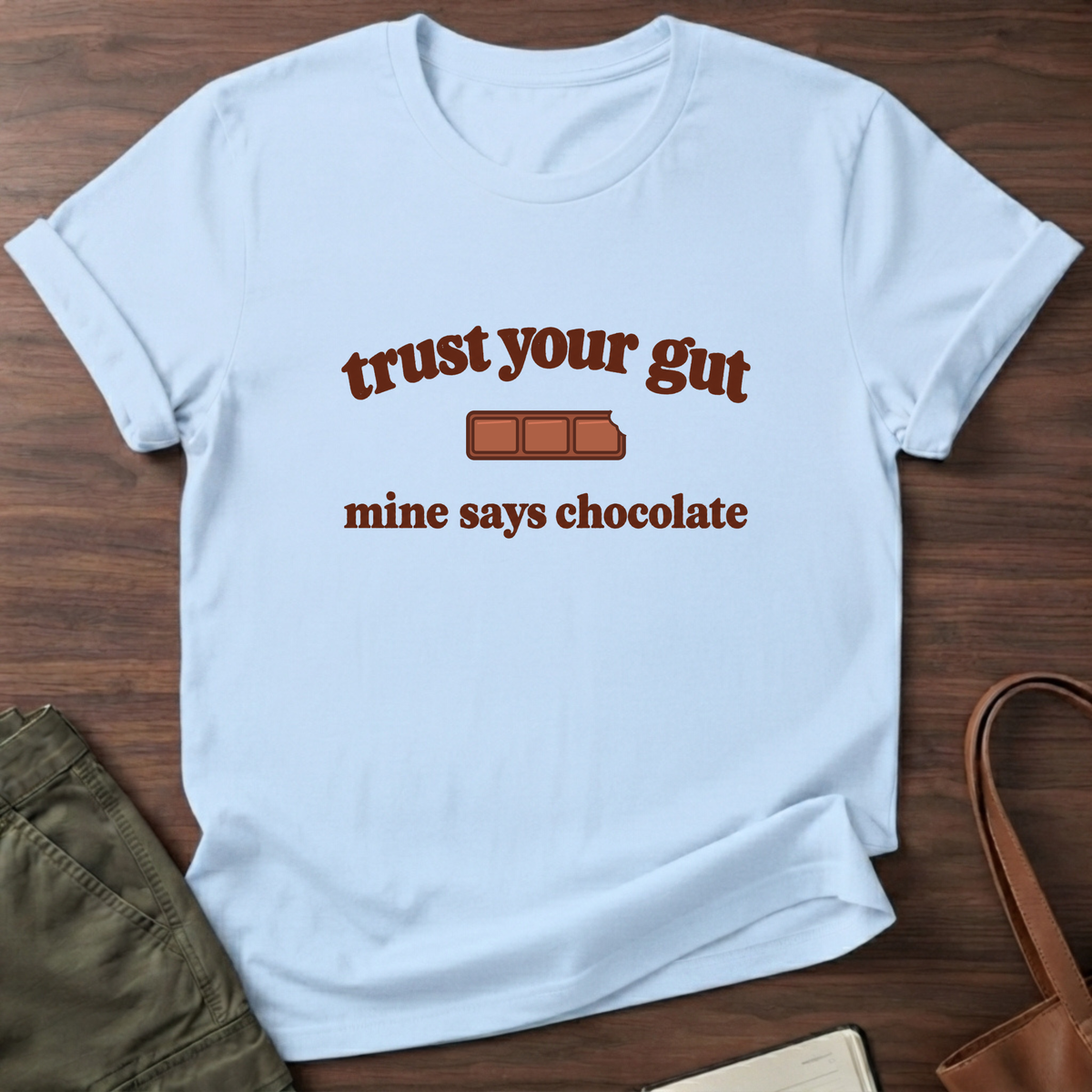 Trust Your Gut T-Shirt in Light Blue